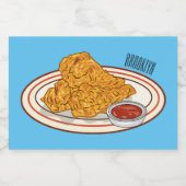 Fried cartoon-illustratie voedselcontainer etiket (Enkel label)