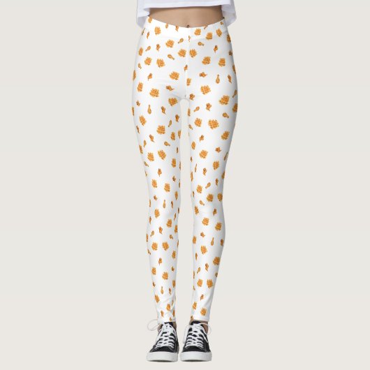 Fried Chicken and Waffles Pattern Leggings (Voorkant)