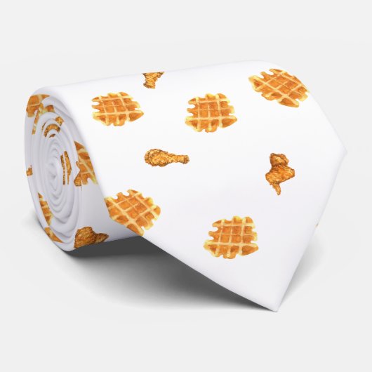 Fried Chicken and Waffles Pattern Stropdas (Opgerold)