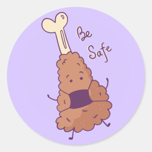 Fried Chicken Be Safe Ronde Sticker (Voorkant)