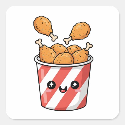Fried Chicken Bucket Vierkante Sticker (Voorkant)