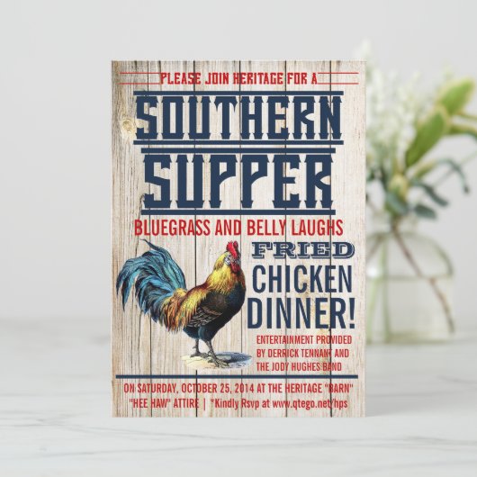 Fried Chicken Dinner Party-uitnodigingen Kaart (Staand voorkant)