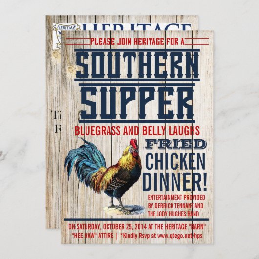 Fried Chicken Dinner Party-uitnodigingen Kaart (Voorkant / Achterkant)