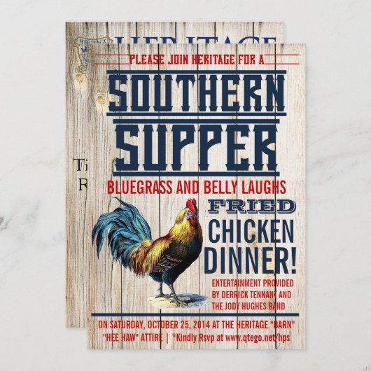 Fried Chicken Dinner Party-uitnodigingen Kaart (Voorkant / Achterkant)