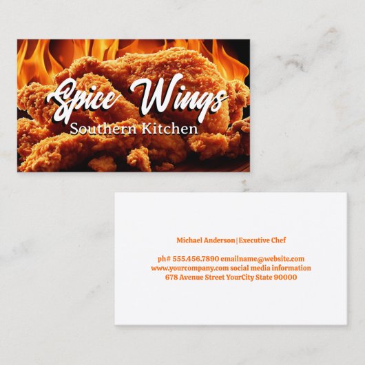 Fried Chicken Fire Background Visitekaartje (Voorkant / Achterkant)