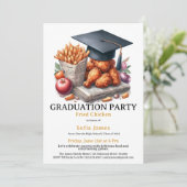 Fried Chicken Graduation Party Celebration Kaart (Staand voorkant)