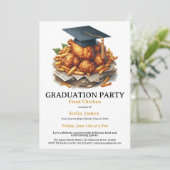 Fried Chicken Graduation Party Celebration Kaart (Staand voorkant)