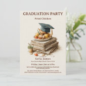 Fried Chicken Graduation Party Celebration Kaart (Staand voorkant)