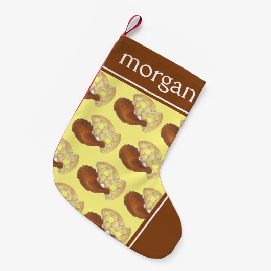 Fried Chicken Leg en Waffles Soul Southern Food Kleine Kerstsok (Voorkant (Hangend))