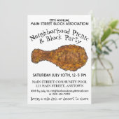 Fried Chicken Leg Picnic Cookout Block Kaart (Staand voorkant)