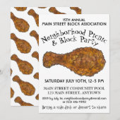 Fried Chicken Leg Picnic Cookout Block Kaart (Voorkant / Achterkant)