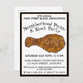 Fried Chicken Leg Picnic Cookout Block Uitnodiging Briefkaart (Voorkant / Achterkant)