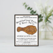 Fried Chicken Leg Picnic Cookout Block Uitnodiging Briefkaart (Staand voorkant)