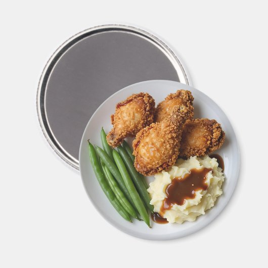 Fried Chicken, Mashed Potatoes and Green Beans Magneet (Voorkant / Achterkant)
