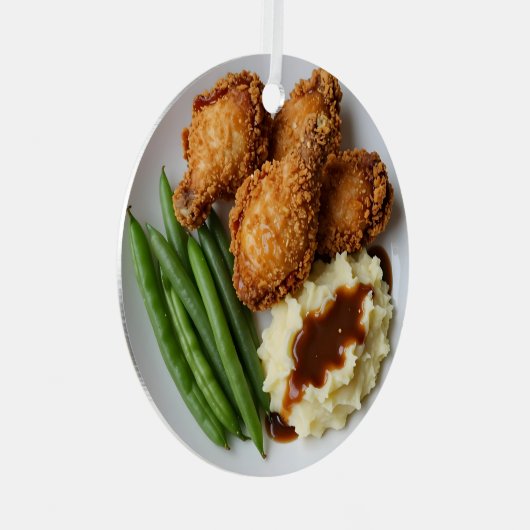 Fried Chicken, Mashed Potatoes and Green Beans Metalen Ornament (Voorkant Rechts)