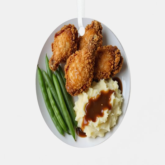 Fried Chicken, Mashed Potatoes and Green Beans Metalen Ornament (Voorkant links)