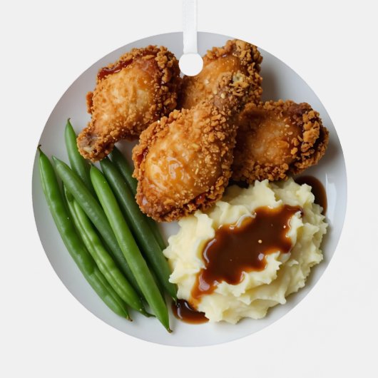 Fried Chicken, Mashed Potatoes and Green Beans Metalen Ornament (Achterkant)