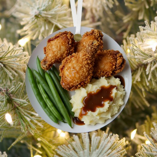 Fried Chicken, Mashed Potatoes and Green Beans Metalen Ornament (Insitu)