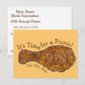 Fried Chicken Picnic Cookout Party Invitation Uitnodiging Briefkaart (Voorkant / Achterkant)