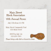 Fried Chicken Picnic Cookout Party Invitation Uitnodiging Briefkaart (Achterkant)