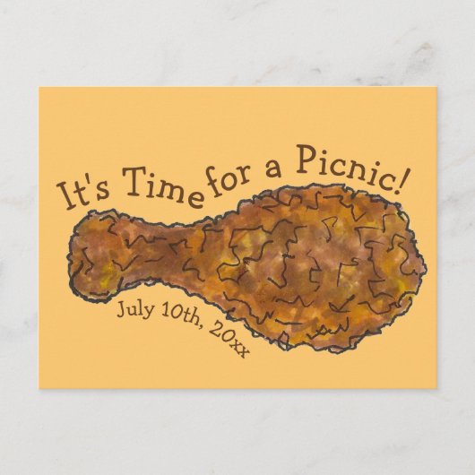 Fried Chicken Picnic Cookout Party Invitation Uitnodiging Briefkaart (Voorkant)