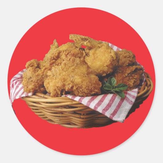 Fried Chicken Ronde Sticker (Voorkant)