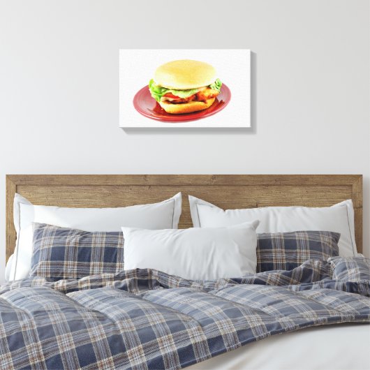 Fried Chicken Sandwich Canvas Afdruk (Insitu (Slaapkamer))