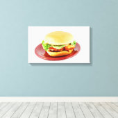 Fried Chicken Sandwich Canvas Afdruk (Insitu (Houten vloer))