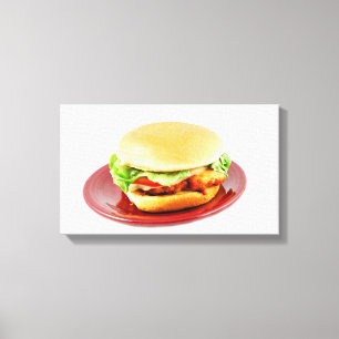 Fried Chicken Sandwich Canvas Afdruk