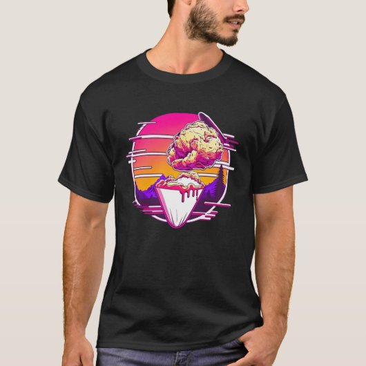 Fried Chicken Synthwave 80s Retrowave Aesthetic T-shirt (Voorkant)