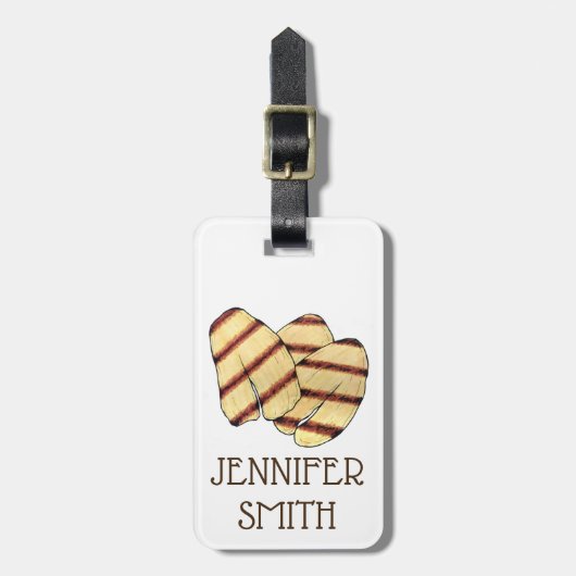 Fried Cypriot Halloumi Grilling Cheese Vegetarian Bagagelabel (Voorkant verticaal)