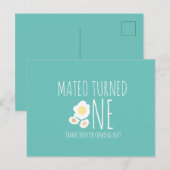 Fried Egg First Birthday Dank je Briefkaart (Voorkant / Achterkant)