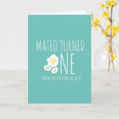 Fried Egg First Birthday Dank je Kaart (Gele Bloem)