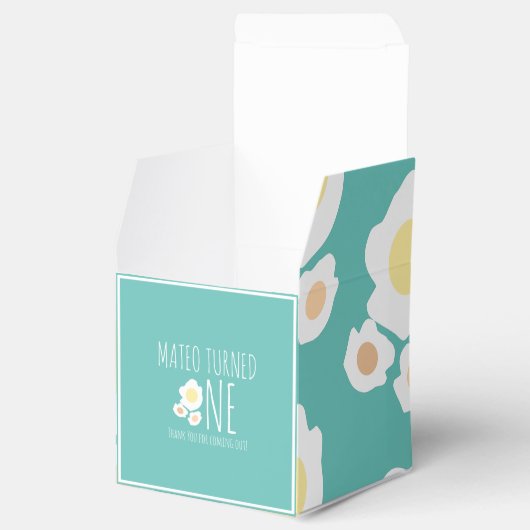 Fried Egg First Birthday Dank je vierkant Bedankdoosjes (Geopend)