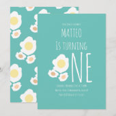 Fried Egg First Birthday Invitation Kaart (Voorkant / Achterkant)