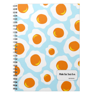 Fried Egg Pattern on Blue Background Notebook Notitieboek