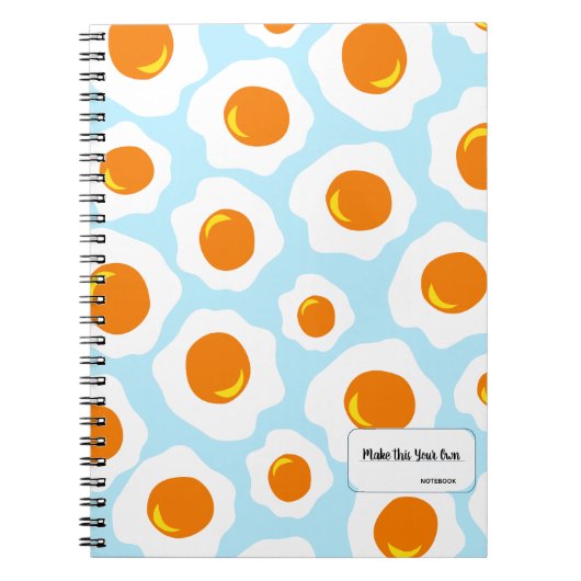 Fried Egg Pattern on Blue Background Notebook Notitieboek (Voorkant)