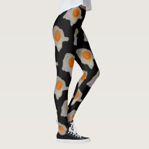Fried Egg Pattern op Black Leggings