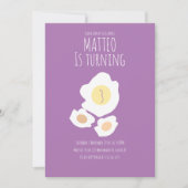 Fried Egg Turning Three Birthday Invitation Kaart (Voorkant)