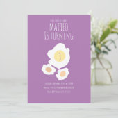 Fried Egg Turning Three Birthday Invitation Kaart (Staand voorkant)