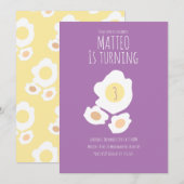 Fried Egg Turning Three Birthday Invitation Kaart (Voorkant / Achterkant)