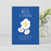 Fried Egg Turning Three Birthday Invitation Kaart (Staand voorkant)