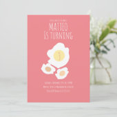 Fried Egg Turning Three Birthday Invitation Kaart (Staand voorkant)