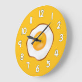 Fried Egg Wall Clock – Fun Kitchen Breakfast Home  Grote Klok (Hoek)