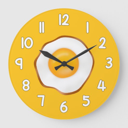 Fried Egg Wall Clock – Fun Kitchen Breakfast Home  Grote Klok (Voorkant)