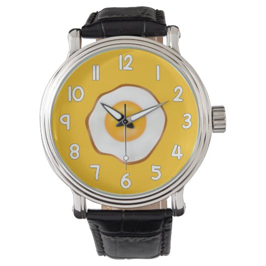 Fried Egg Wrist Watch – Fun Breakfast Inspired Tim Horloge (Voorkant)