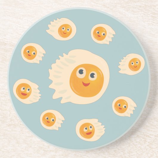 Fried Eggs Cute Food Kinderen Zandsteen Onderzetter (Voorkant)