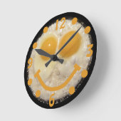 Fried Eggs Happy Face Clock Ronde Klok (Hoek)