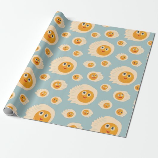 Fried Eggs Pattern Cute Food Cadeaupapier (Uitgerold)