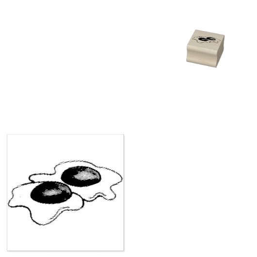 Fried Eggs Sunny Side Sunnyside Up Breakfast Food Rubberstempel (Gestempeld)